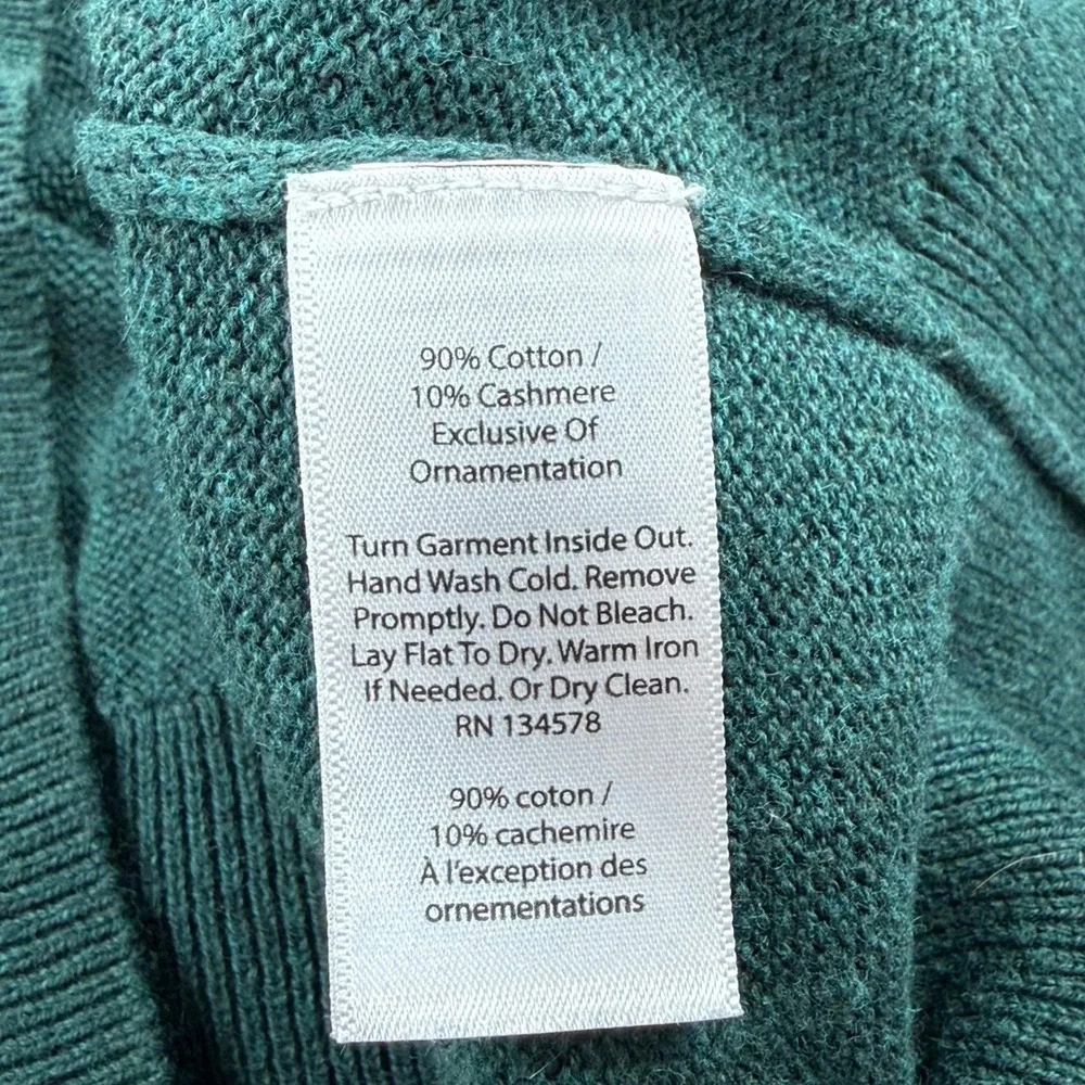 Vineyard Vines Mens Small Green Cotton Cashmere Quarter‎ Zip Sweater Preppy Cozy